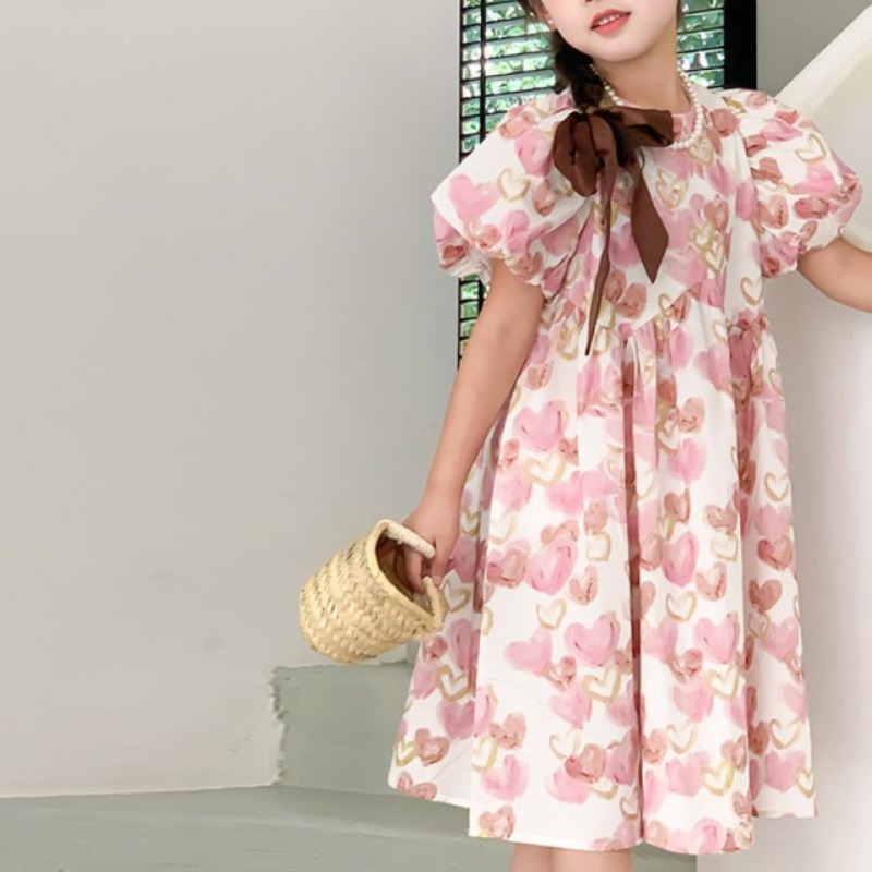 해피유통 소녀 봄여름 귀여운 퍼프 소매 V넥 무버튼 원피스 24,140원