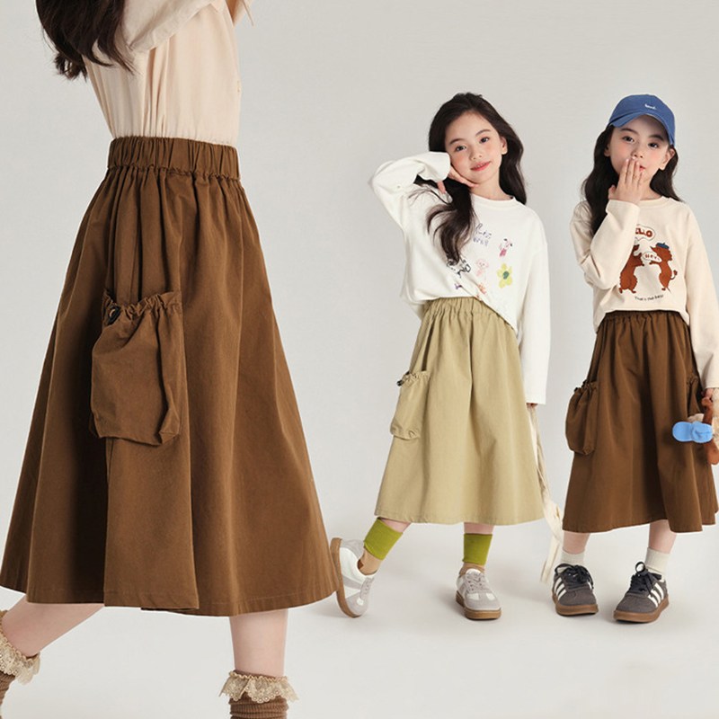UPPERCUT 여아 카고 롱스커트 초등여아 밴딩치마 봄가을 아동 치마 걸즈 바스락 카고치마 주니어 건빵스커트 17,900원