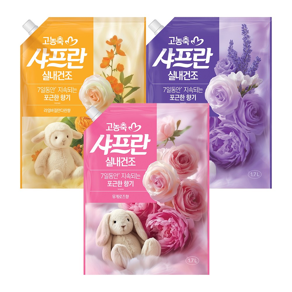 샤프란 고농축 리필 1.7L 뮤게로즈 + 자스민라벤더 + 라임바질만다린 14,950원