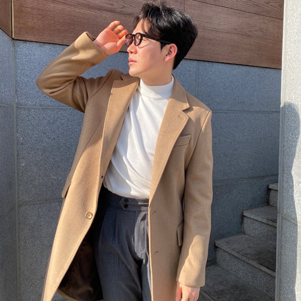 남자코트 울 캐시미어 브라운 베이지 캐주얼 정장 코트 219,000원