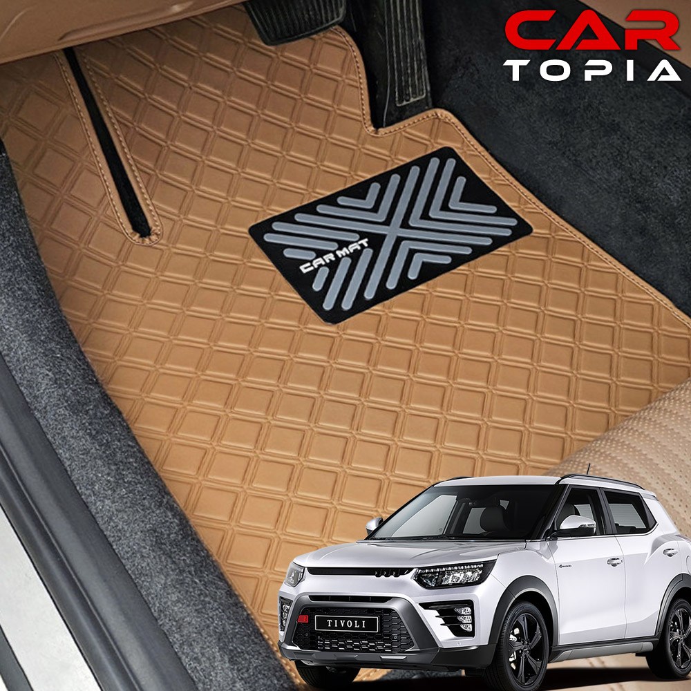 더뉴 티볼리 스퀘어 바닥매트 가죽 카매트 발판 티볼리에어 아머 발판 용품, 브라운, 티볼리 에어 49,800원