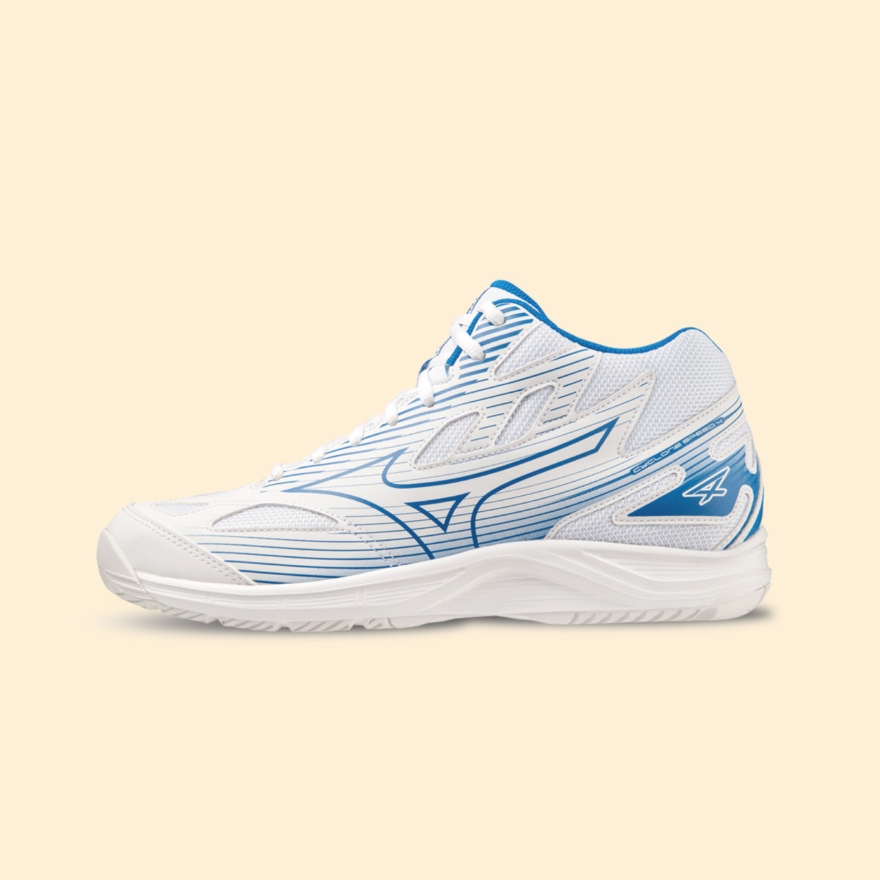 미즈노 사이클론스피드4 미드 화이트블루  배드민턴 배구 탁구 핸드볼 스쿼시 체대입시 인도어화 V1GA238552 46,960원