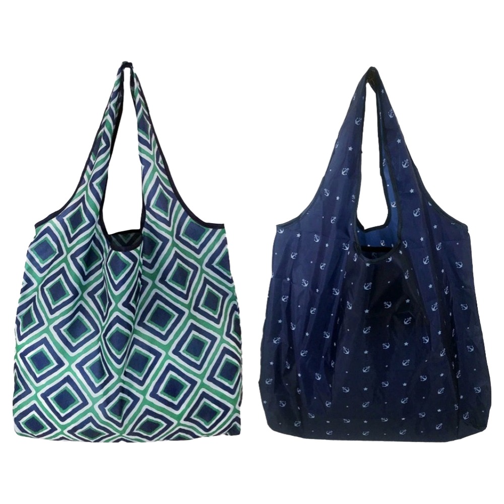 벨리안 휴대용 접이식 장바구니 46 x 66 cm 2종 세트, 다이아, 별과닻, 1세트 5,180원