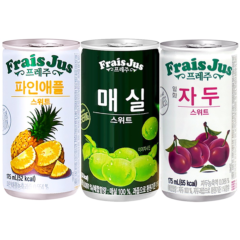 YZone_미니캔음료 프레주 파앤애플 매실 자두 과일주스 미니캔음료수 업소용음료수 식당 노래방 PC방 사무실, 90개, 175ml 39,700원