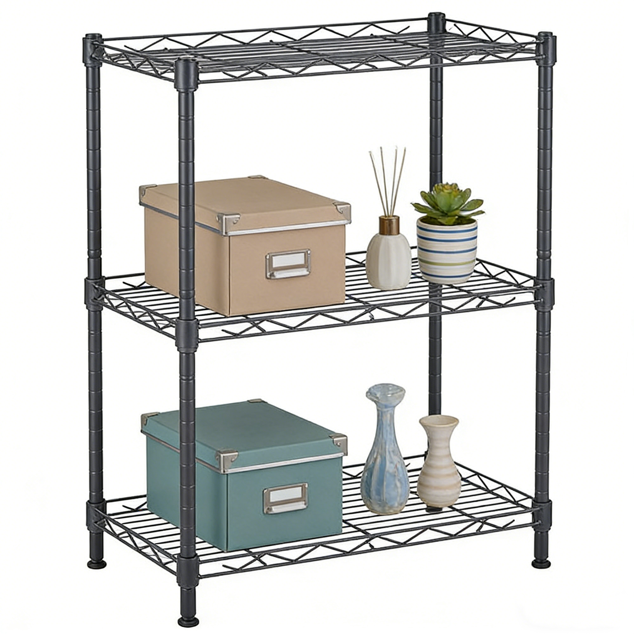 SAIVEINA 다용도 3단 메탈 수납정리 스탠드 튼튼한 철제 주방 욕실 침실 거실 수납선반 와이드 슬림 다용도 정리선반 420mmx290mmx600mm, 블랙 29,900원