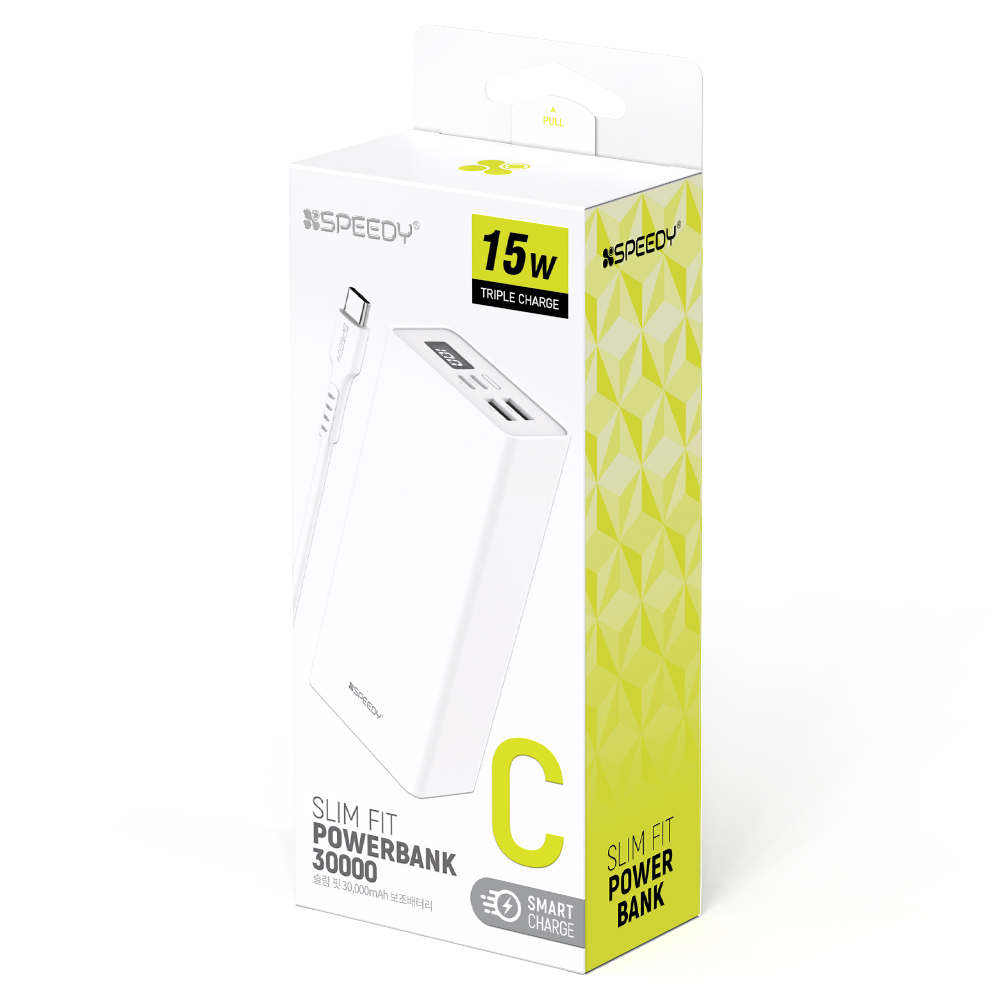 30000mAh 보조배터리 스피디 대용량 15W 슬림 핏 (SPE-PA30CPQ) C타입 20cm 케이블 포함 21,900원