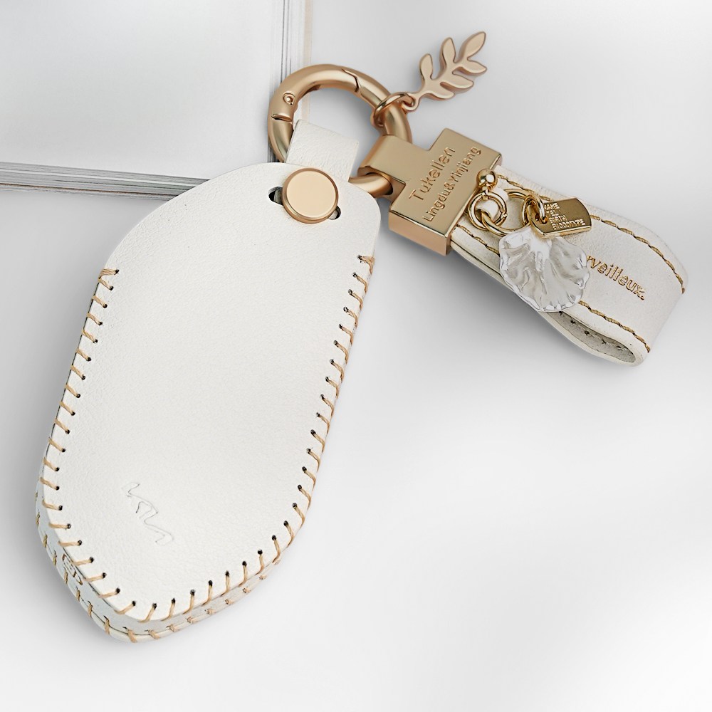 MODACE 2022-2025 기아 호환 소가죽 자동차 키케이스, & 가죽 스트랩, 화이트 29,550원