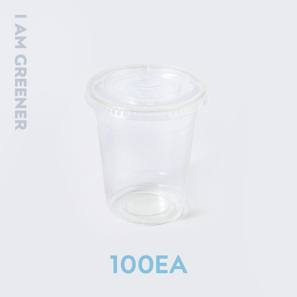 아이엠그리너 친환경 PLA 투명 무지 아이스컵 + 평뚜껑 세트 50개입 20,350원