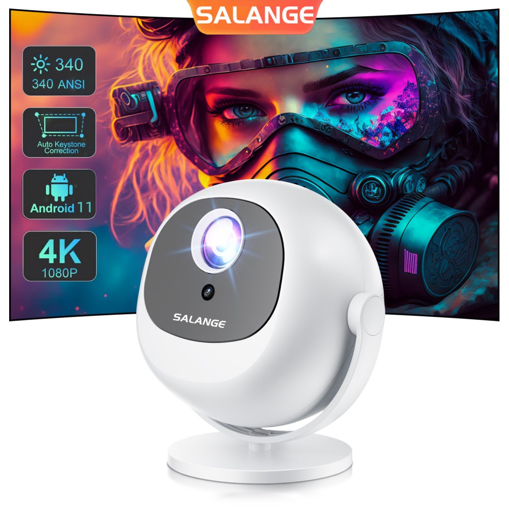 Salange FHD 1080P 안드로이드11.0 LED 홈 시어터 프로젝터, 스마트폰 HDMI USB 와이파이 미러링 비머 호환, WiFi6 340ANSI BT5.2,P360 76,790원