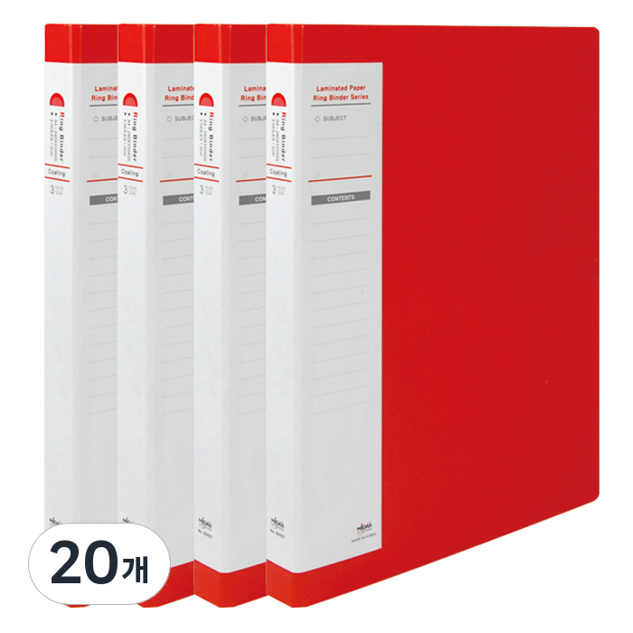 마이다스 O링 합지 바인더 파일 코팅 2cm 3공 A4, 적색, 20개 57,550원