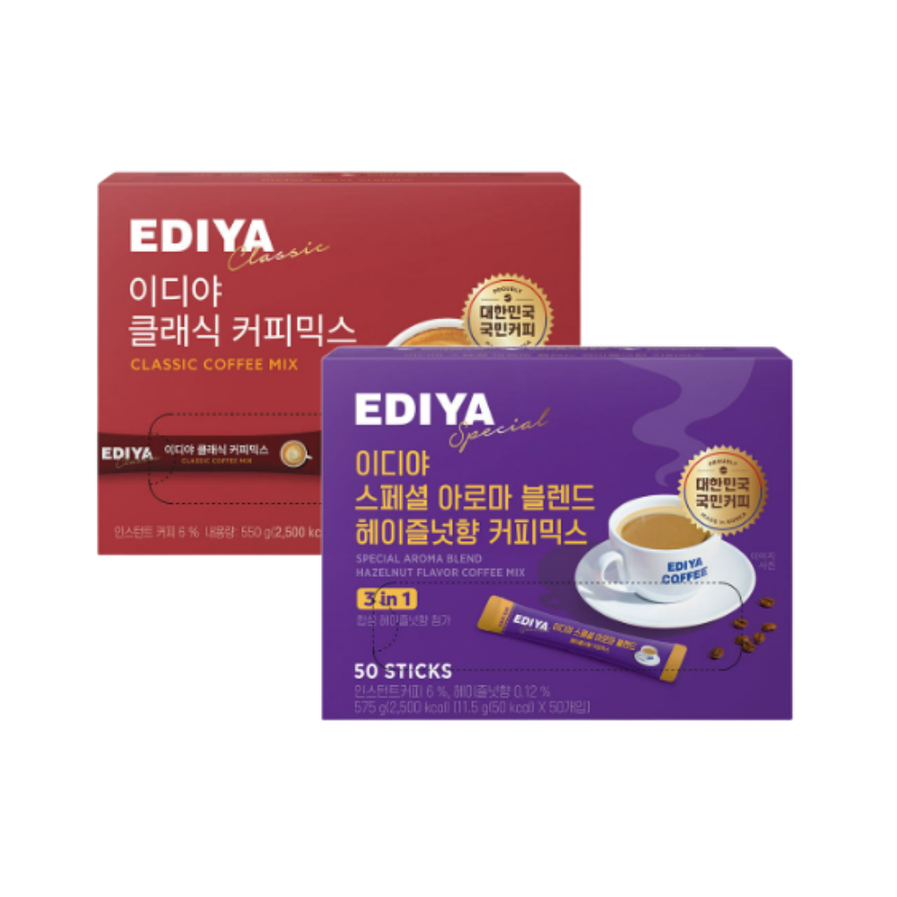 [이디야] 클래식 커피믹스 + 스페셜 아로마 블렌드 헤이즐넛향 커피믹스 24,900원