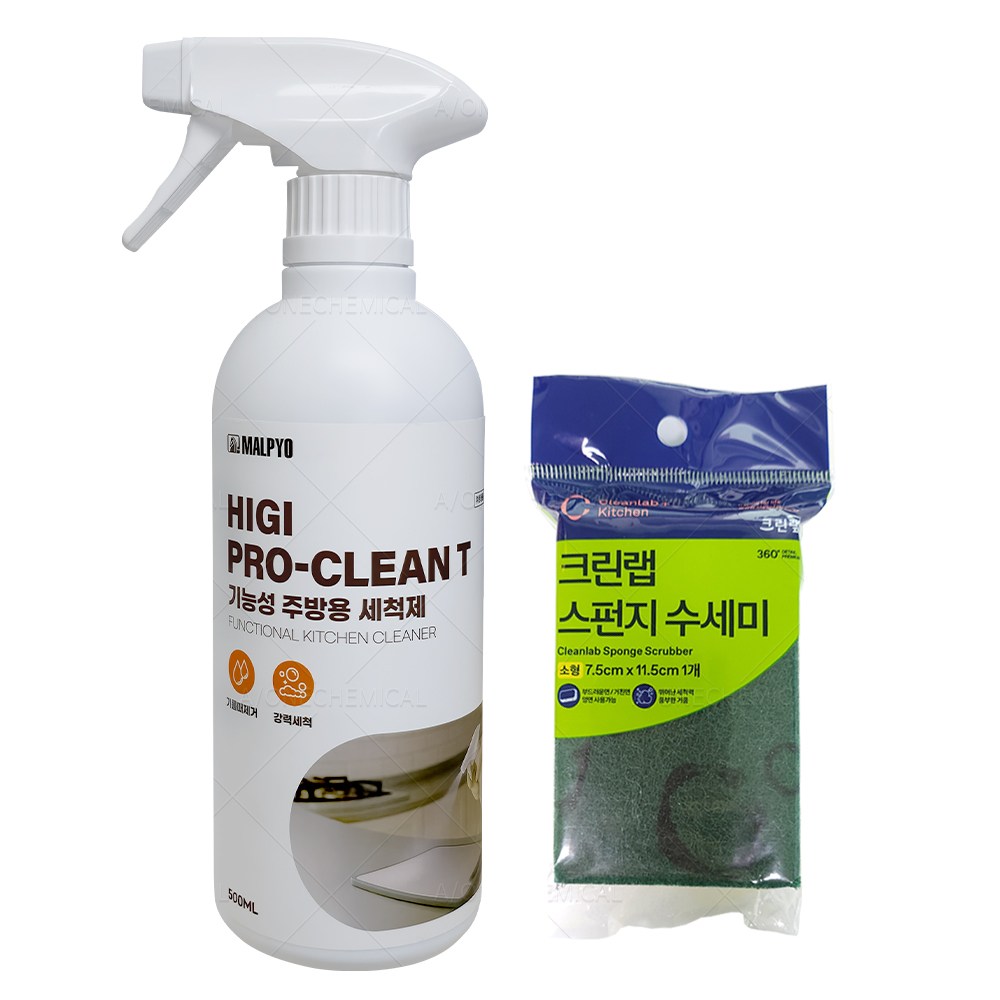 말표 기능성 주방용 세척제 500ml + 크린랩 스펀지 수세미 소 세트 기름때 주방 욕실 청소 화장실 하이지 프로 클린 티 7,500원