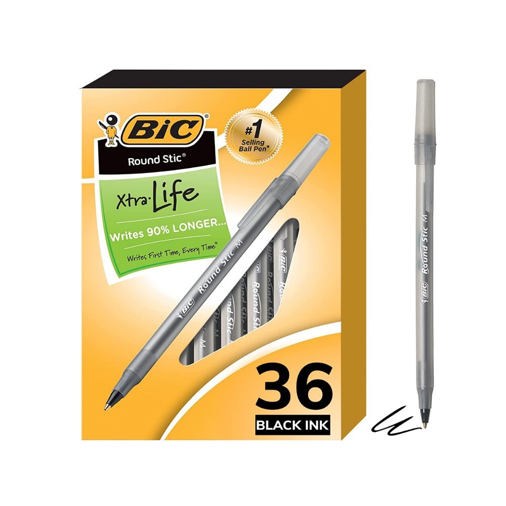 BIC 빅 라운드 스틱 볼펜 (1.0mm) 검정색 36개입 박스포장, 1박스, 현재가 24,600원