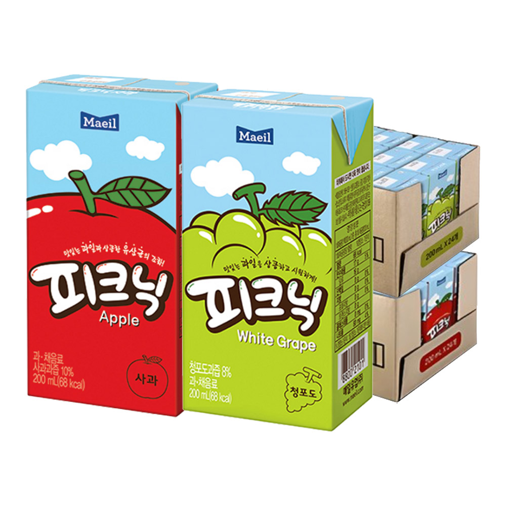피크닉 주스 사과 24팩 + 청포도 24팩, 48개, 200ml 20,990원
