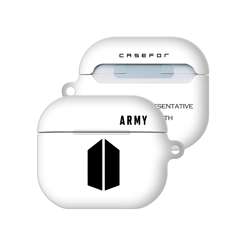 케이스포 BTS 아미 디자인 3D풀커버 에어팟 케이스 + 카라비너 세트, 화이트, 1개, 에어팟 4세대 22,000원