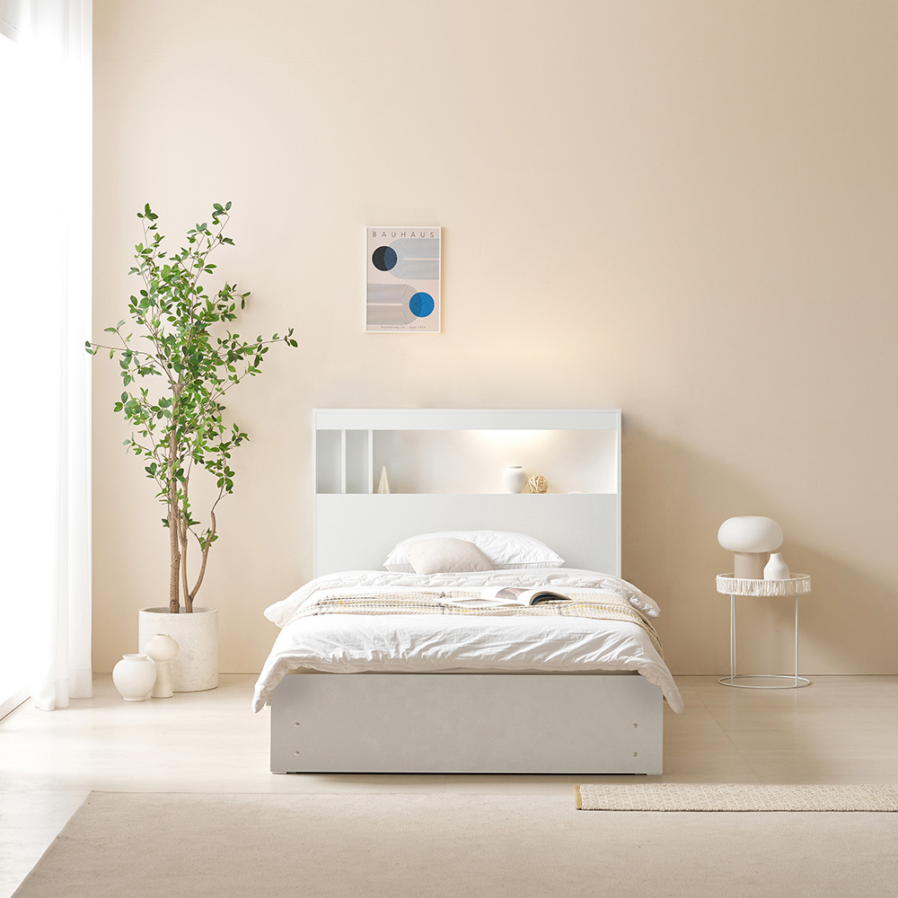 수납침대 리브우드 디에고 LED 헤드 3단 수납침대 (매트리스선택), 화이트 매트리스 미포함 229,000원