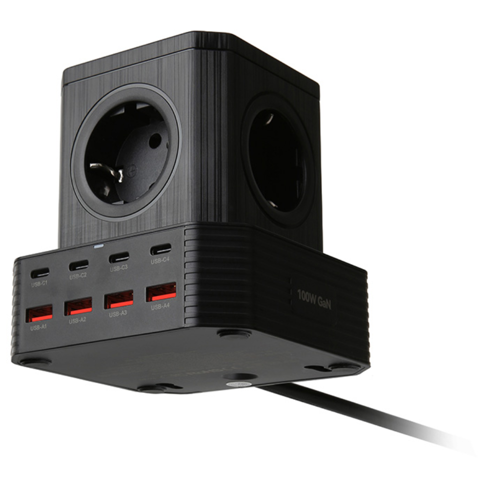 아이정 고용량 100W 초고속 PD충전기 큐브멀티탭 멀티콘센트 안전한멀티탭 집들이선물, 2m, 블랙, 1개 69,000원