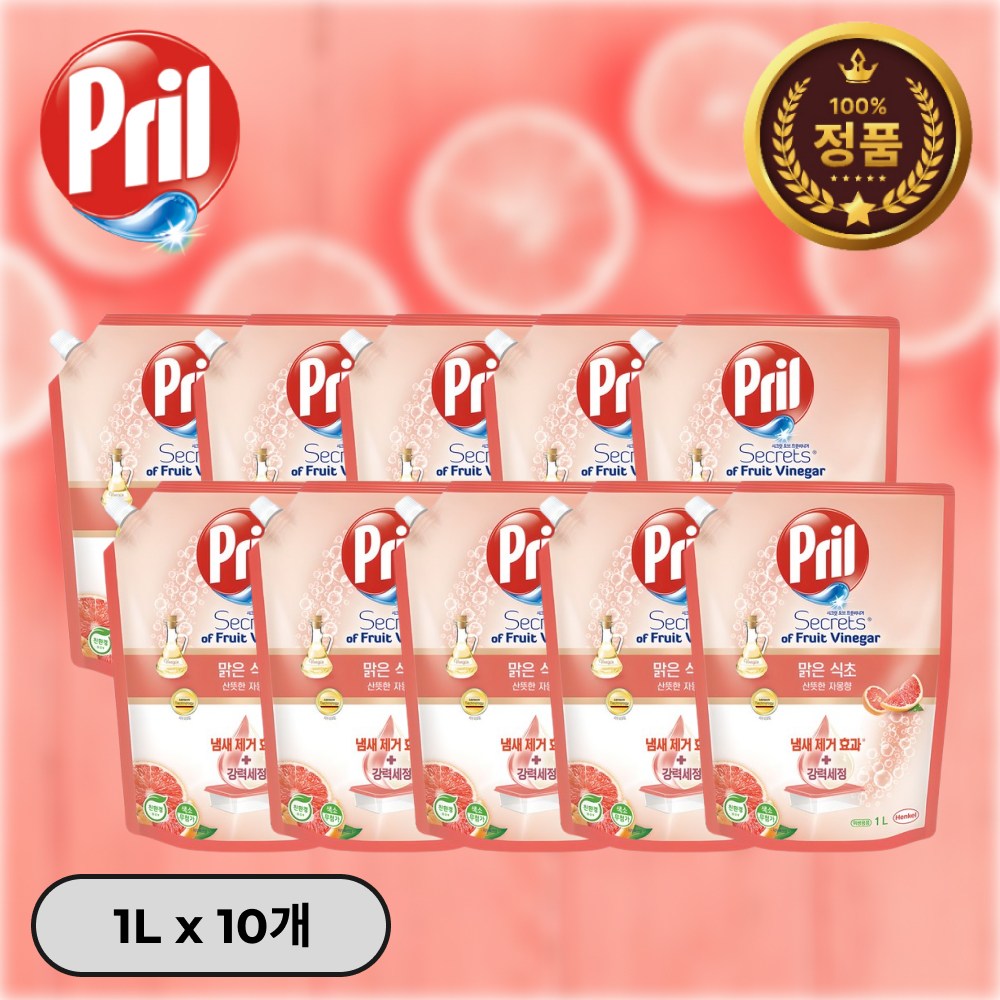 프릴 맑은식초 주방세제 산뜻한 자몽 리필, 10개 51,900원