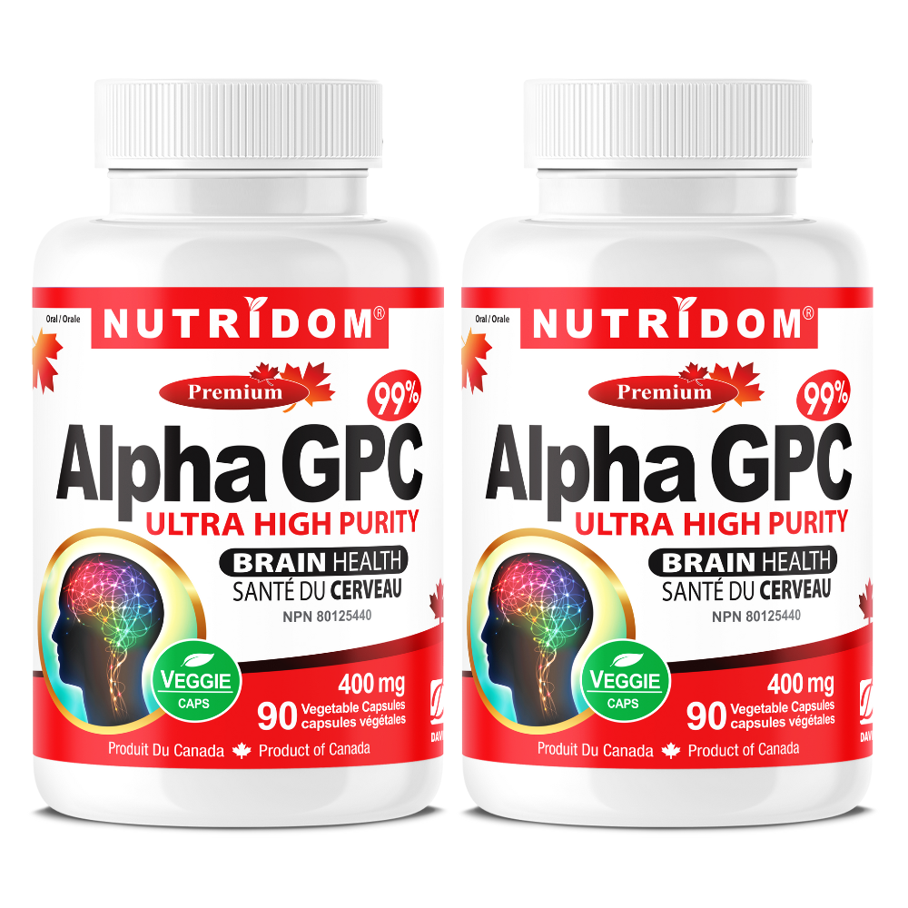 (2병) 뉴트리돔 순도 99% 알파 GPC 400mg Alpha GPC 콜린알포세레이트 아세틸콜린 알포콜린 캐나다 직구, 2개, 90정 94,040원