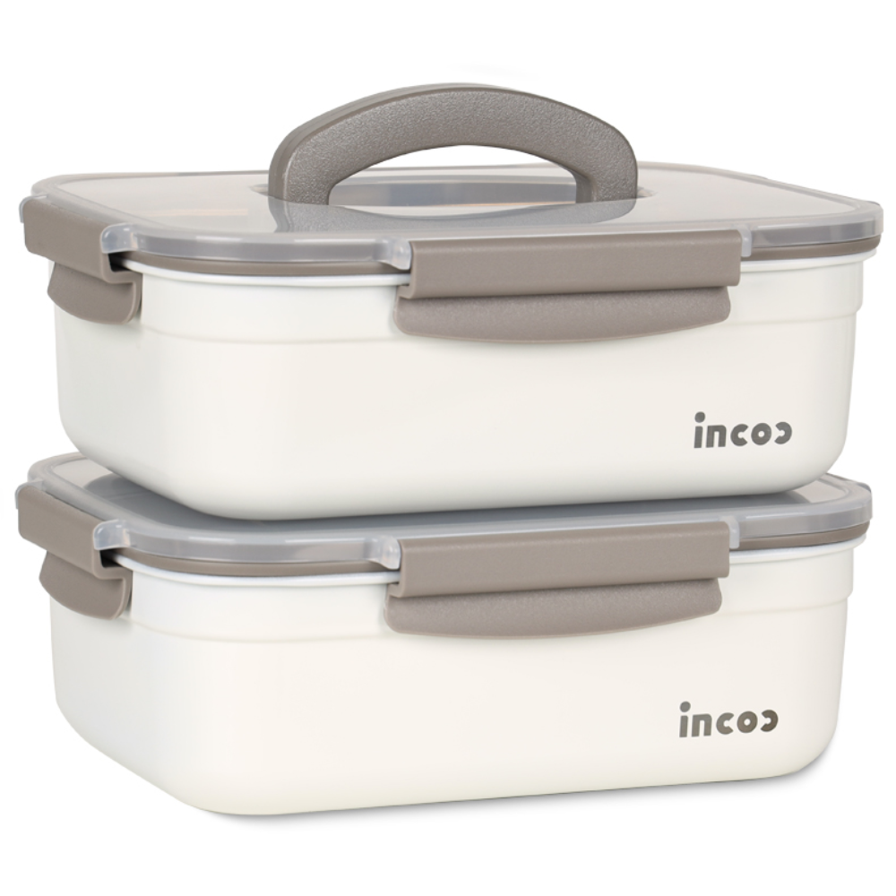 인콕 스텐콕 크림 스텐밀폐용기 직사각 핸디 2호, 2개, 2.8L 41,300원