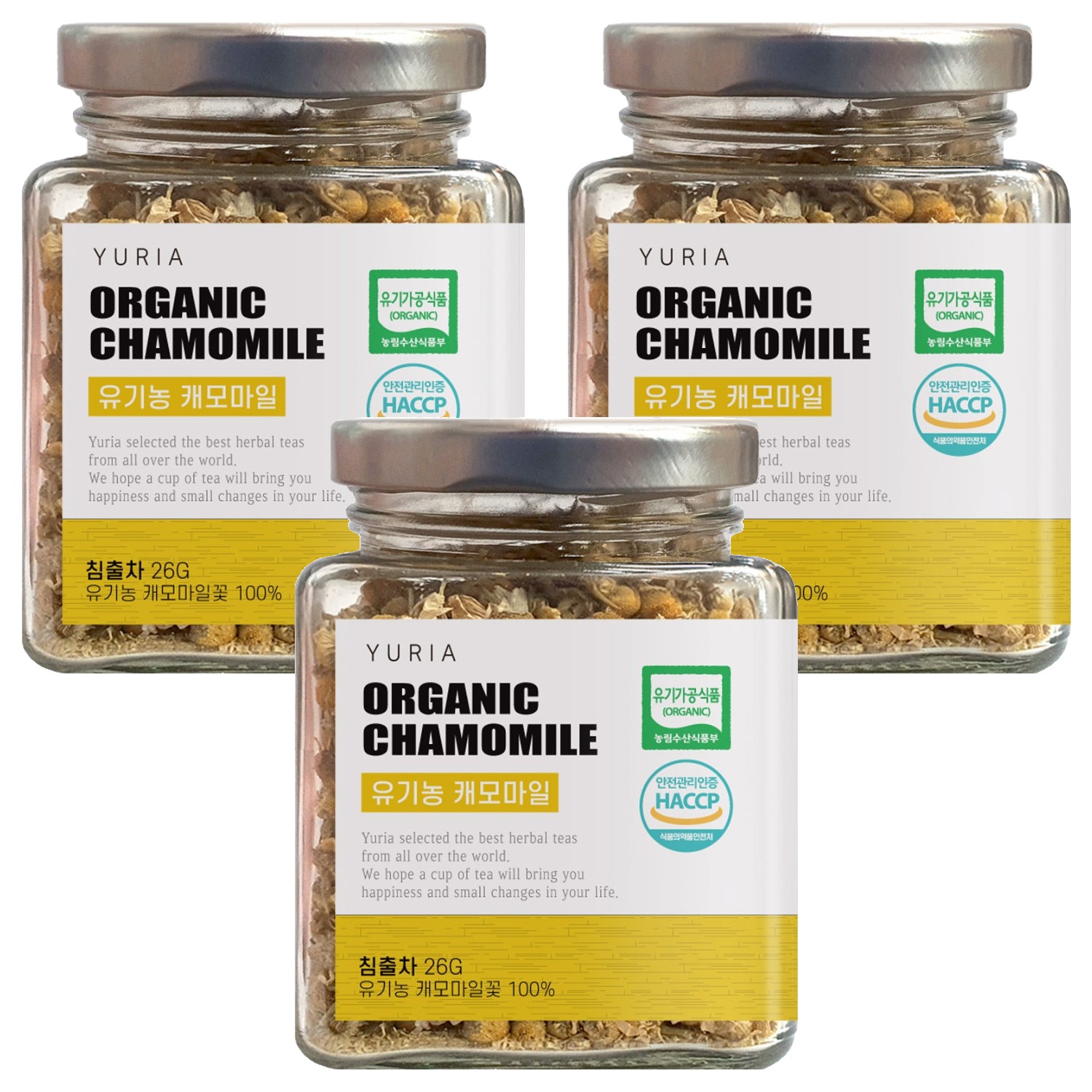 유리아 캐모마일차 유리병 컬렉션, 26g, 1개입, 3개 32,100원