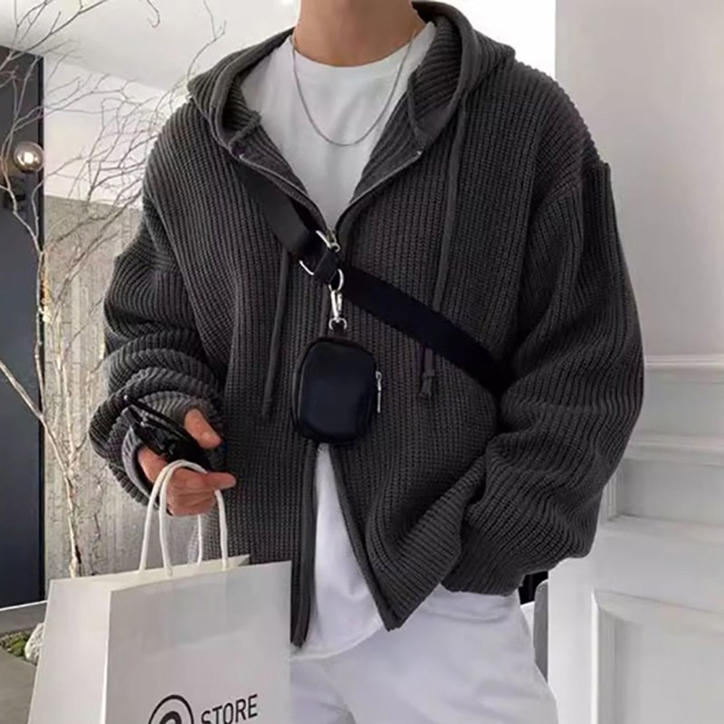 인어미남 남성 봄가을 스웨터 니트 카디건 아우터 후드 심플 스타일 집업 루즈핏 캐주얼 패션 상의 26,900원
