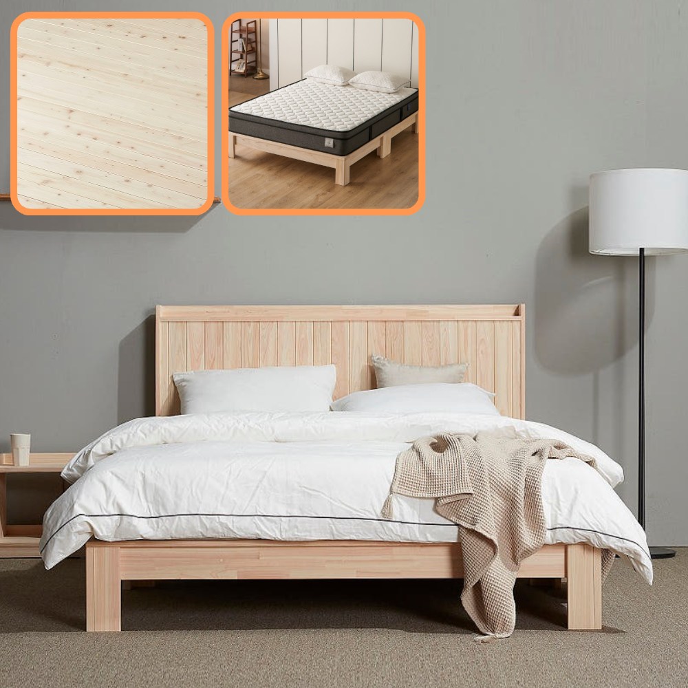 바르숲 유절 루바형+루나 편백나무 원목 평상형 침대 프레임 매트리스, 베이지 1,156,000원