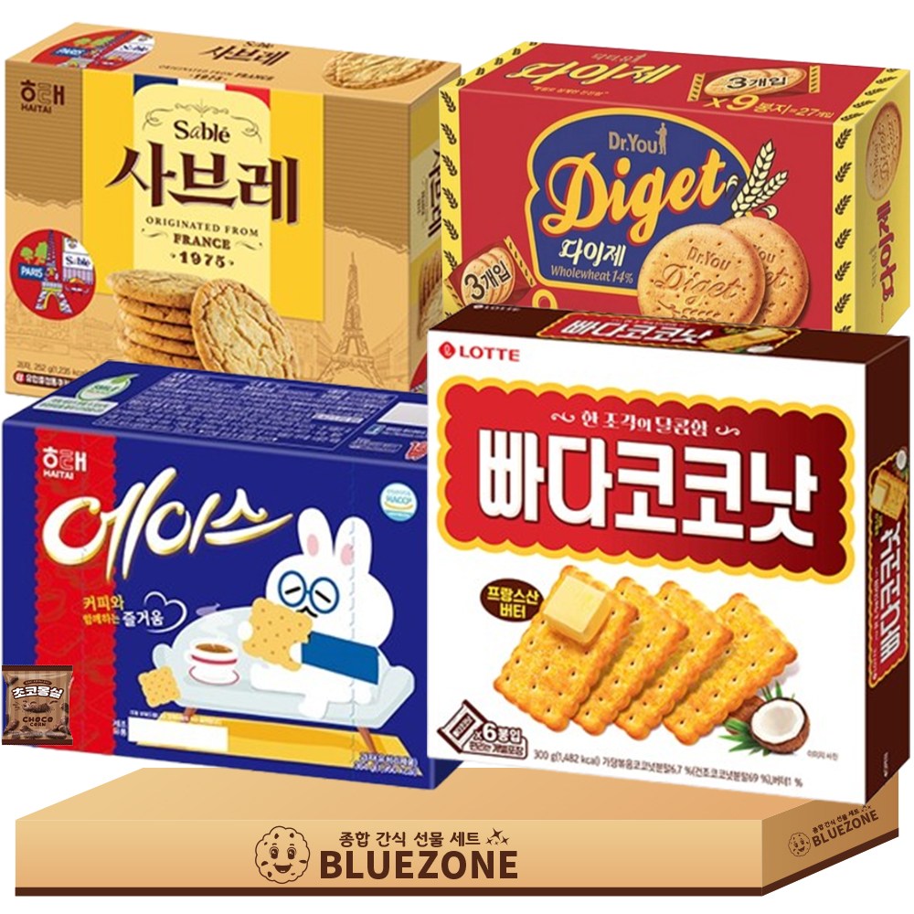대용량 간식 D세트 다이제351g 사브레252g 빠다코코낫300g 에이스364g 몽실22g, 1개 24,500원