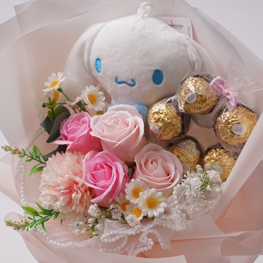 morningscent 초콜릿 입학식 축하 졸업식 산리오 진주레이스 페레로로쉐 비누꽃다발, 시나모롤 핑크 29,800원