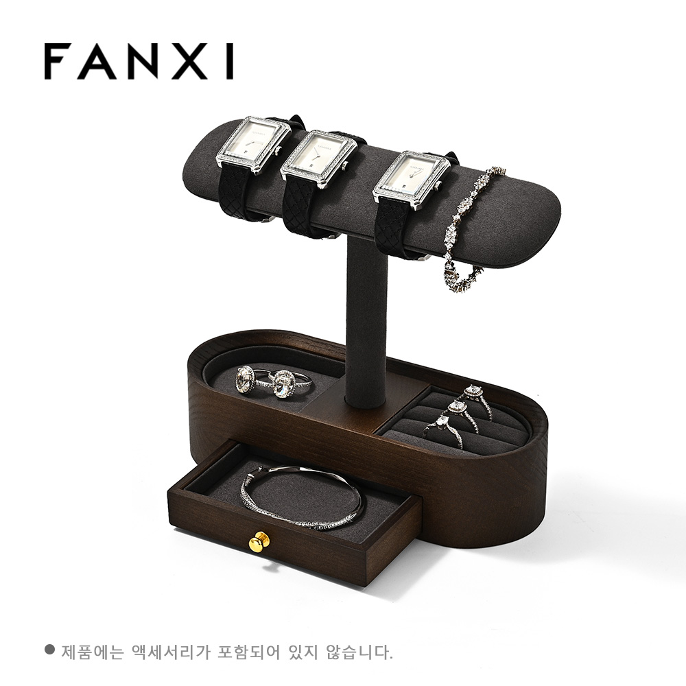 FANXI 고급 시계거치대 원목 T-바 시계거치대 목걸이 팔찌 진열대 보석 스탠드 손목시계 정리함 악세사리 보관함 서랍함 시계 전시대 반지 수납함 목걸이 보관함 생일선물 가족용, 그레이, 1개 49,210원