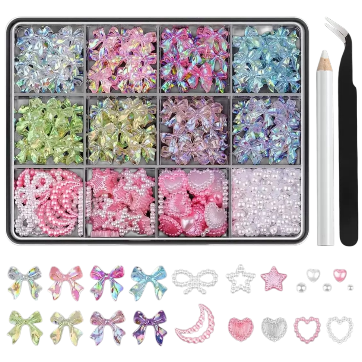 대용량 리본 하트 네일 파츠 세트 셀프 네일아트 큐빅 장식 꾸미기, 1개, B얼음파츠 8,200원