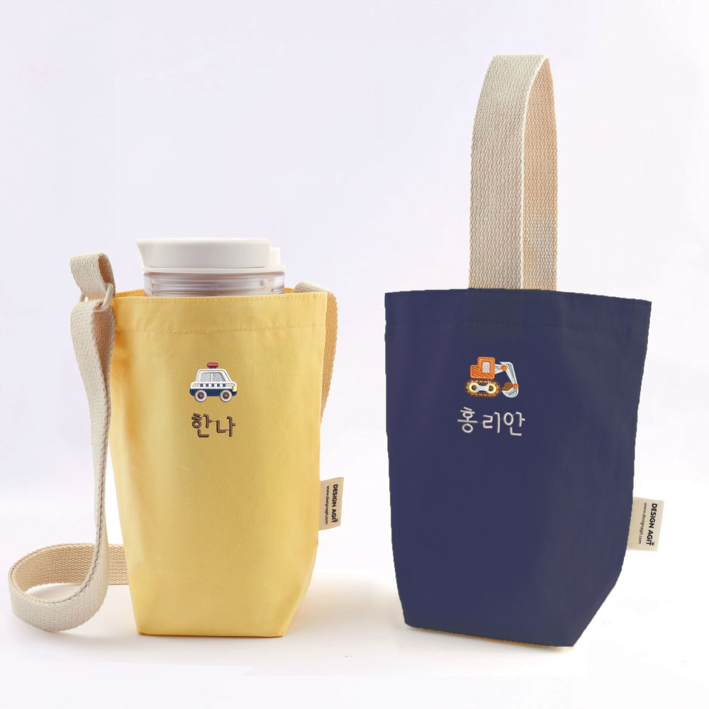 디자인아지트 자수 텀블러 미니에코백 컬러 탈것들 보틀가방 물통파우치 17,000원