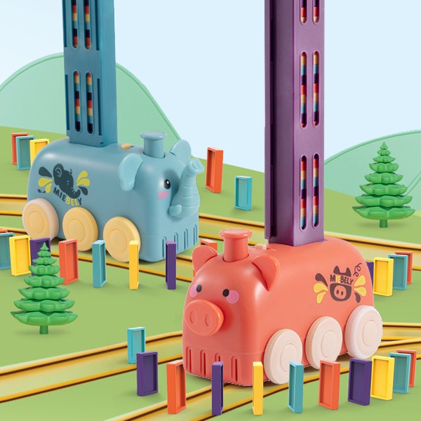 자동 동물 기차 도미노 80p 아기 영아 유아 어린이 선물 블럭 자동 배열 트레인 자동차 장난감, 1개 24,790원