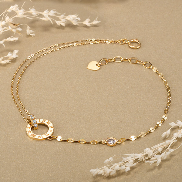 골드앤 18K 랑데뷰 팔찌 데일리 레이어드 로마 숫자 라운드 금 팔찌 610,000원