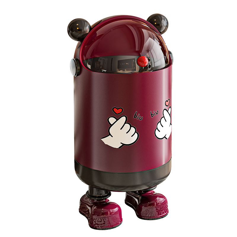 style dr 가정용 주방 거실 화장실 자동 센서 쓰레기통 귀여운 캐릭터 인테리어 휴지통 냄새차단 냄새차단 쓰레기통, 흑적색 17,900원
