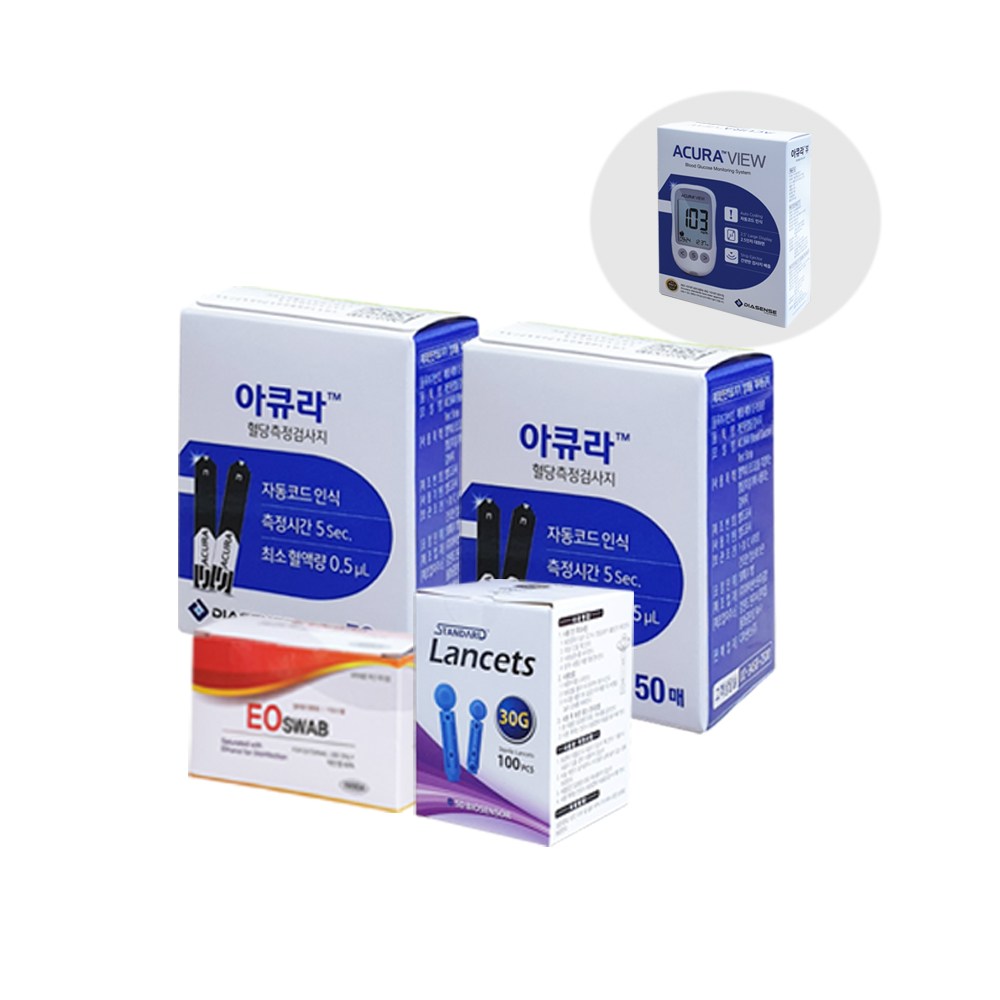 아큐라 혈당측정기+시험지 100매+침100매+솜100매 35,000원