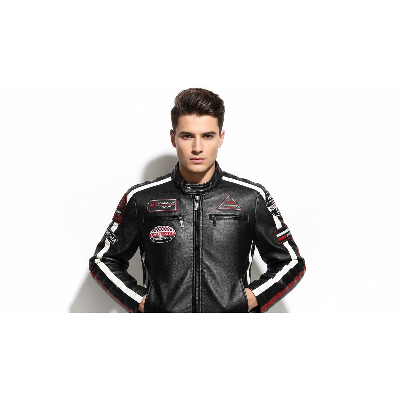 프리마 프리미엄 고급 가죽 무스탕 라이더 오토바이 자켓, 블랙 53,000원