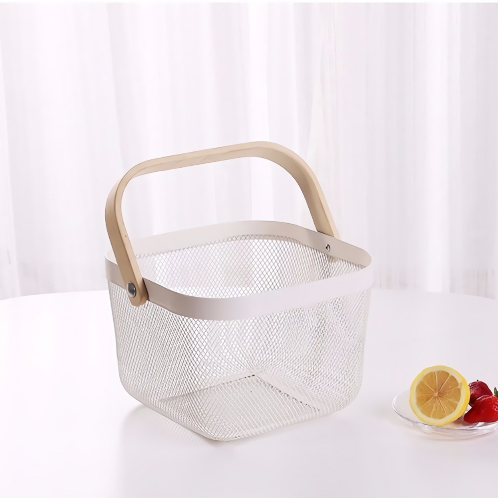 벨로비 철제 우드 손잡이 바구니 화이트 11,900원