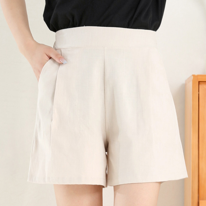 턴키 여성용 통기성 빅사이즈 린넨 스판 면 마 밴딩 반바지 15,120원