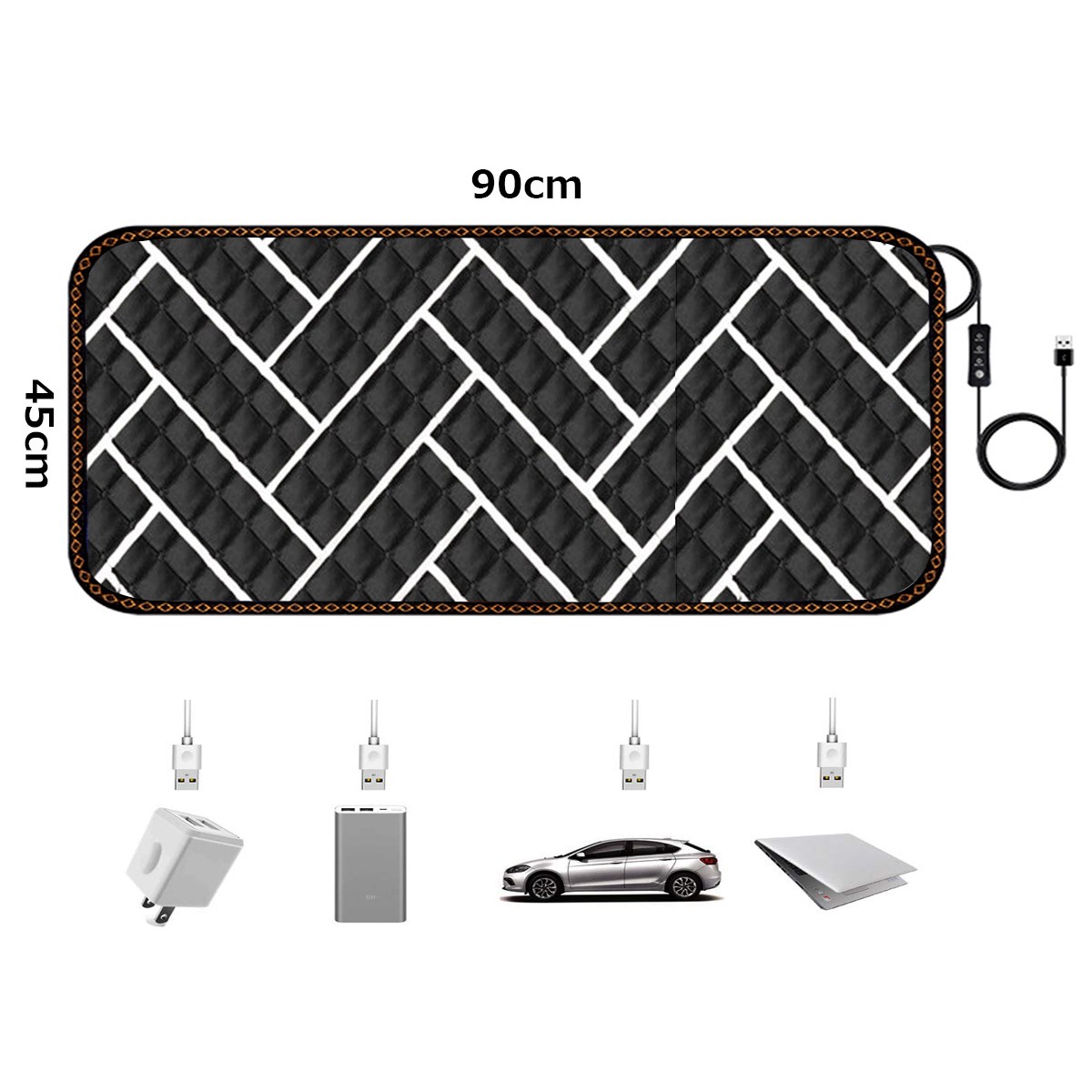 카자리코 DC 5V USB온열매트 전기장판 차량용 낚시 캠핑용 전기방석 차박용 전기요 90cm X 45cm 42,000원