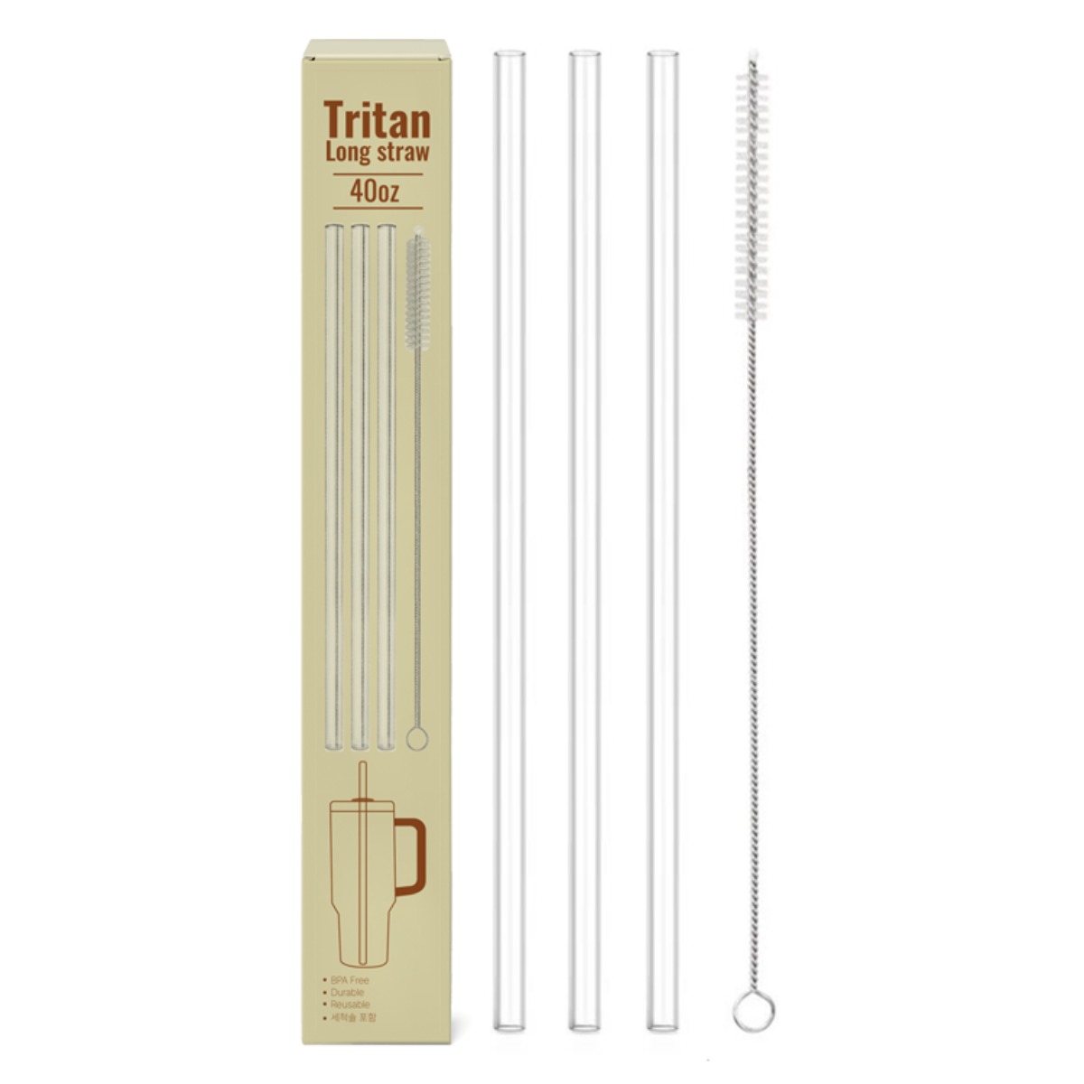 쿠마켓 트라이탄 롱 스트로우 30cm(1.18L) 3p + 세척솔 1p 5,300원