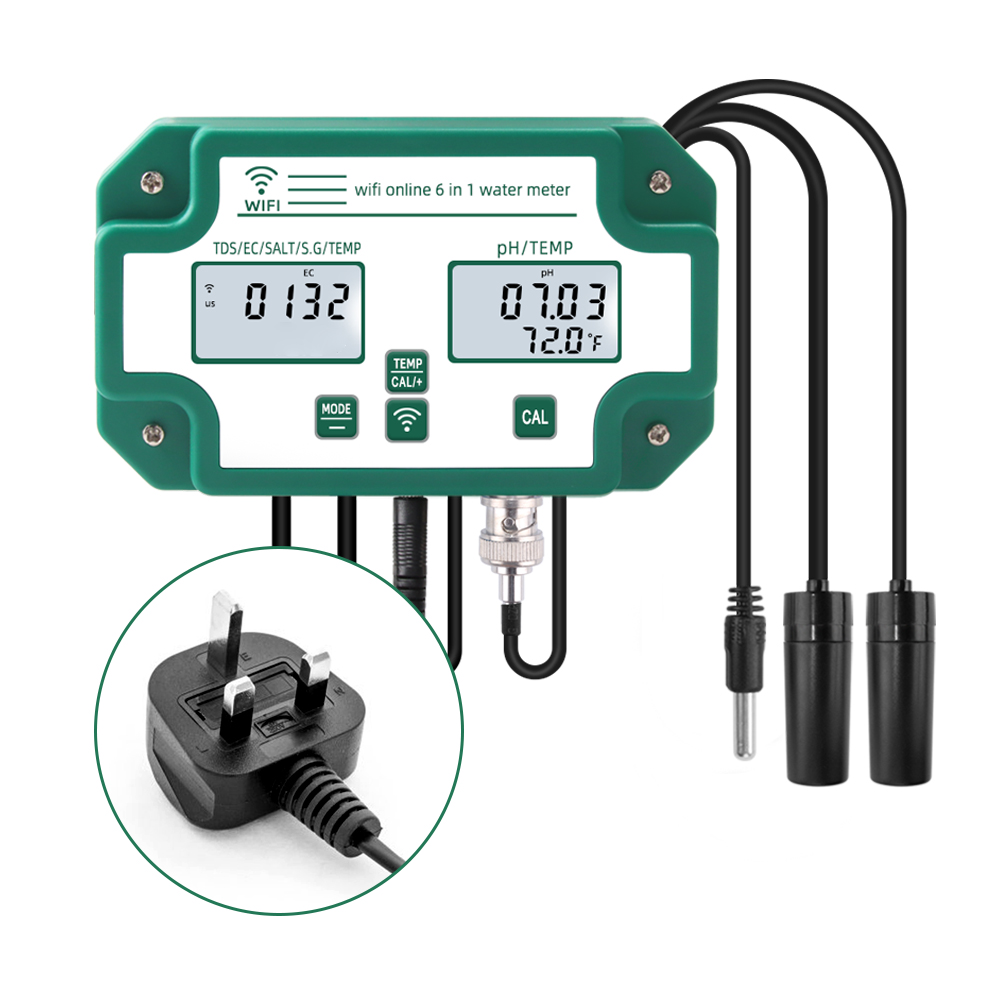 투야 와이파이 PH 계량기 온라인 디지털 PH EC TDS SALT S.G 온도 수질 검사기, 수족관 어항 연못 수경 모 125,300원