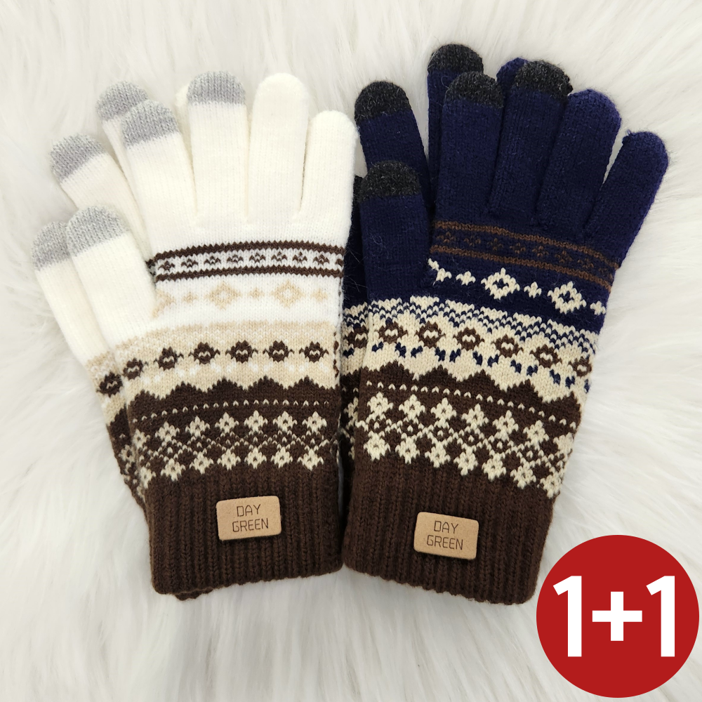 데이그린 커플 니트 아가일 터치 장갑 1+1 7,900원