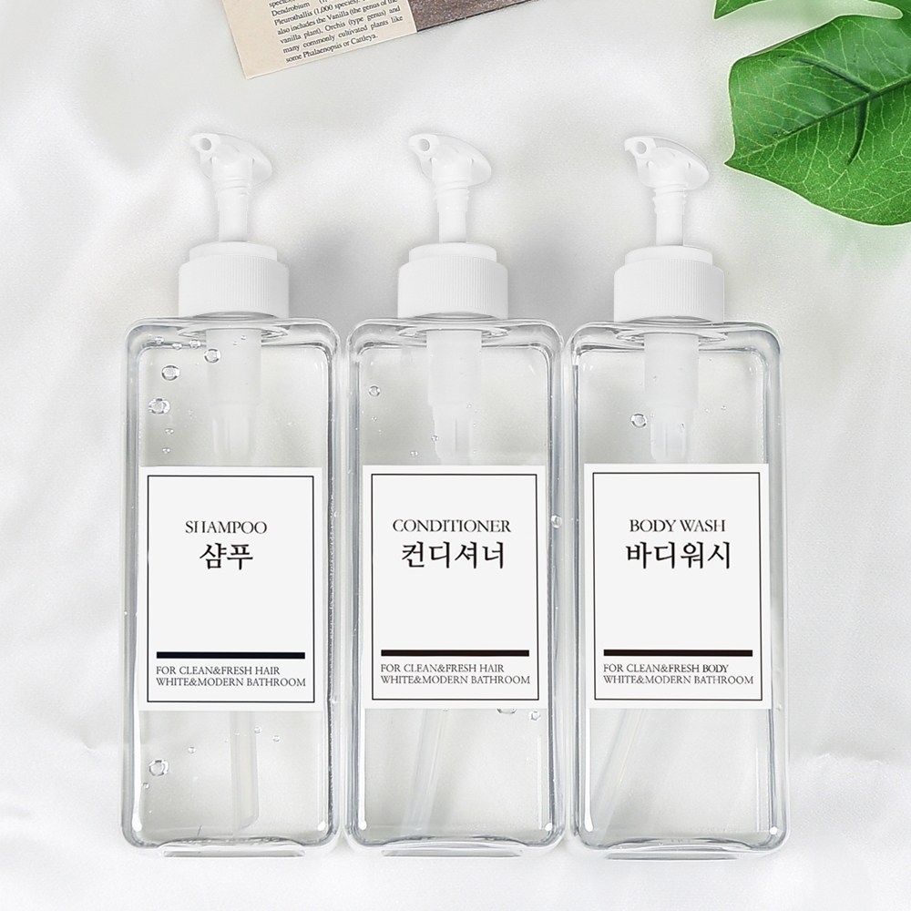 모든집 호텔 욕실 디스펜서 샴푸통 800ml+방수라벨 3구 세트 16,900원