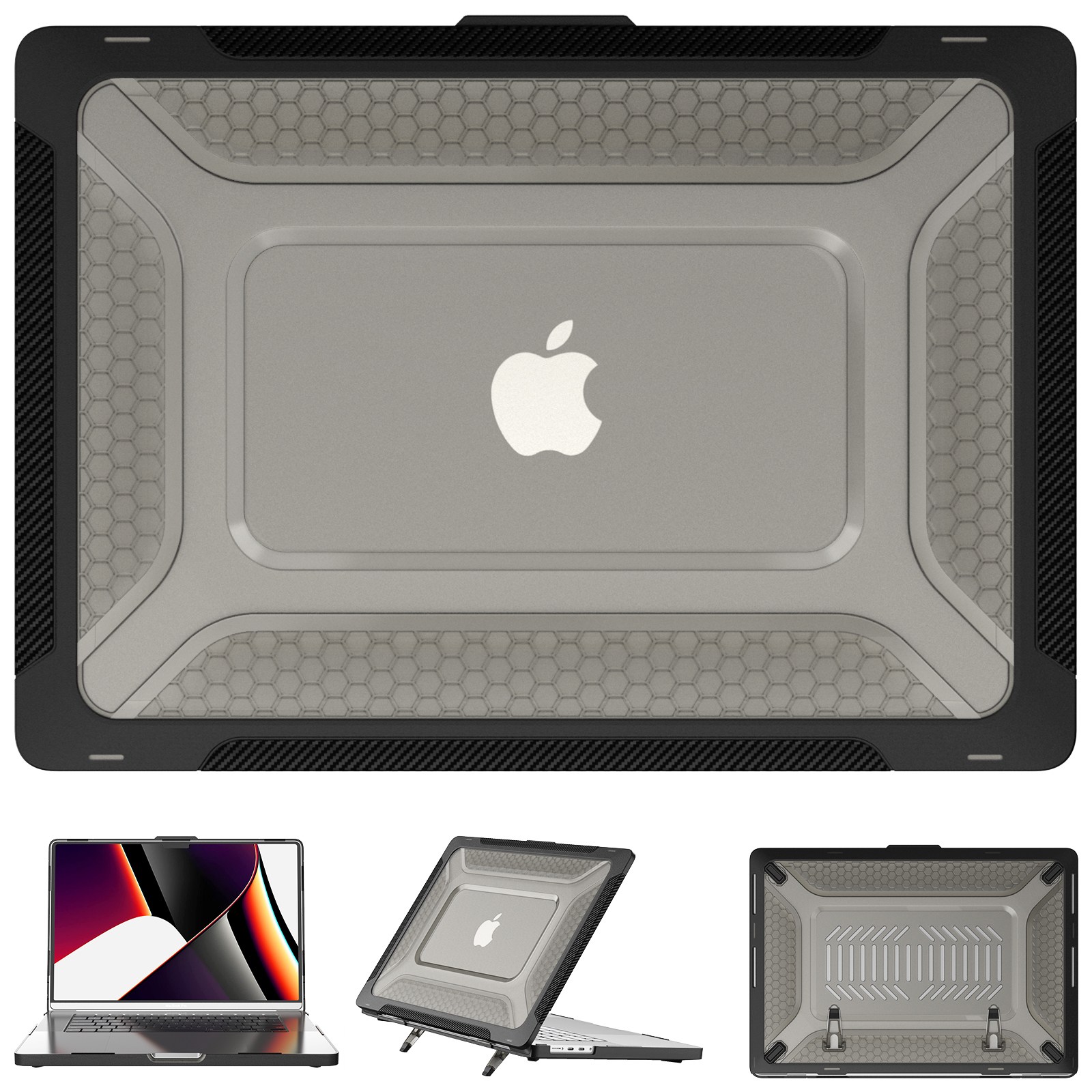 MacBook Pro 16인치 M1/M2/M3/M4/M5 호환 케이스 (A2485/A2780/A2991/A3403/A3428) 견고한 방폴 케이스 + 스탠드 기능, 1개, 블랙 49,990원