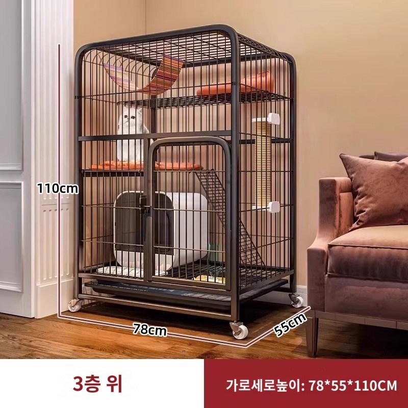 고양이 집 빌라 대형 케이지 철장 고양이장 가정용 실내 초대형 자유공간  빌라 화장실 일체형 캐슬 고양이 랙하우스 91,800원