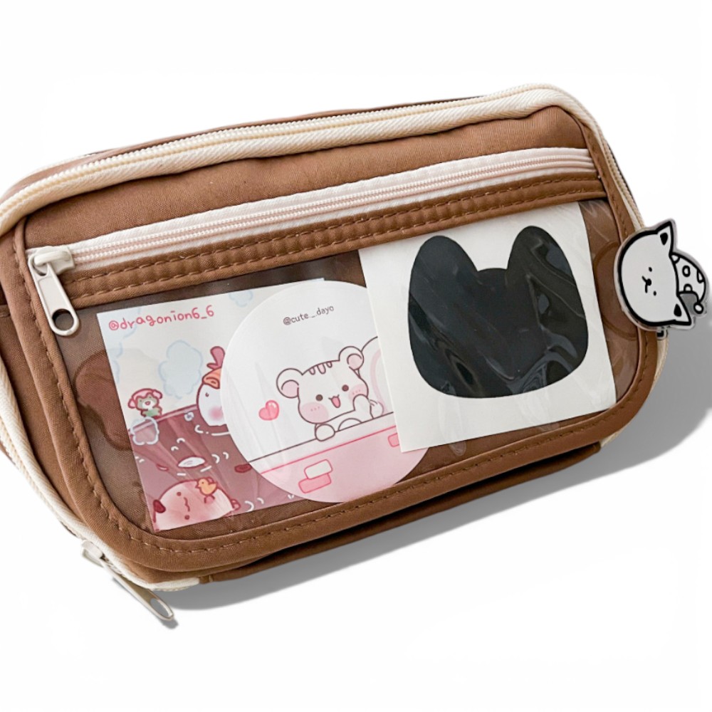 루나베리 대용량 필통 패브릭 펜파우치 지퍼 봉제 중학생 대학생 펜슬케이스, 1개, 브라운 8,900원