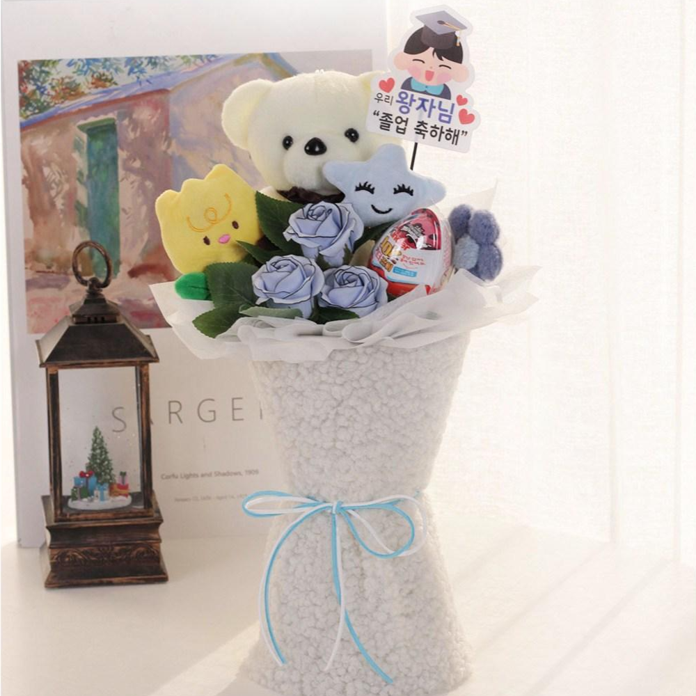 이케루가든 화이트 곰인형 꽃다발 졸업식꽃다발 유치원 발표회 학예회 입학 어린이 생일파티 꽃다발 29,500원