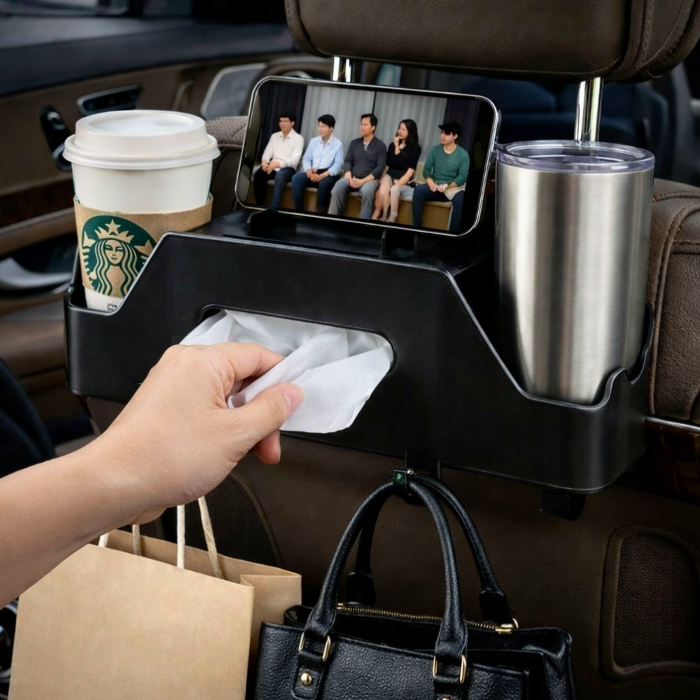 베픽스 컵홀더 휴대폰 거치형 차량용 뒷자석 테이블, 블랙, 1개 11,500원