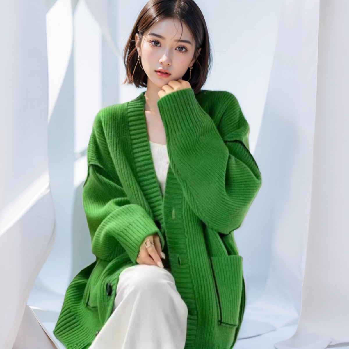 봄가을겨울 가디건 이월상품 기획전 크루드컬러풀(그린), FREE(One size) 9,800원